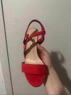 Women's Red Slingback Block Heel Sandal